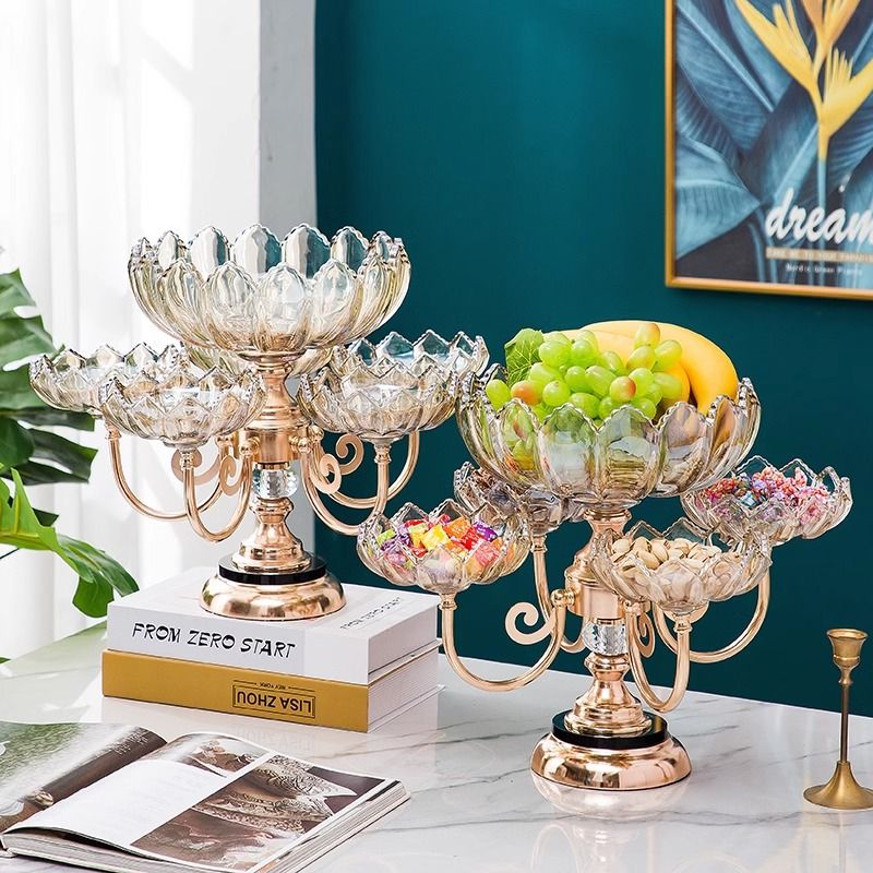 水晶玻璃2024旋转水果盘客厅上档次欧式轻奢零食多层糖果盘 - 图2