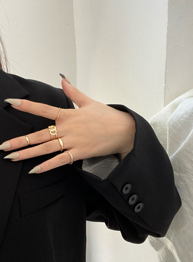 日韩国个性五件套戒指开口气质女