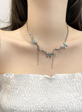 韩国气质甜酷风蝴蝶项链女个性