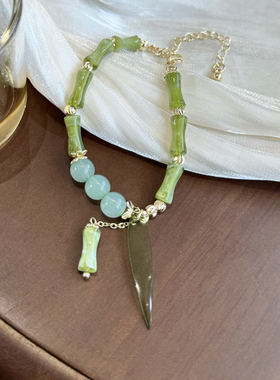 觅韩新中式竹节串珠手链女竹叶手环复古高级感手串送闺蜜手饰7676