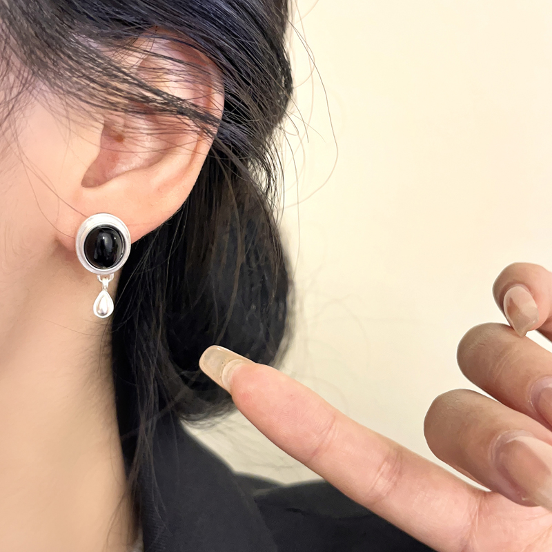 觅韩S925银针欧美个性小众椭圆形耳钉气质复古简约设计感耳环7529-图0