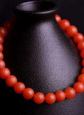 石玥珠宝 收藏级6.5-7mm天然保山南红玛瑙手串转运珠手链 男女士