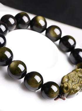 金曜石貔貅石玥珠宝黑曜石手串