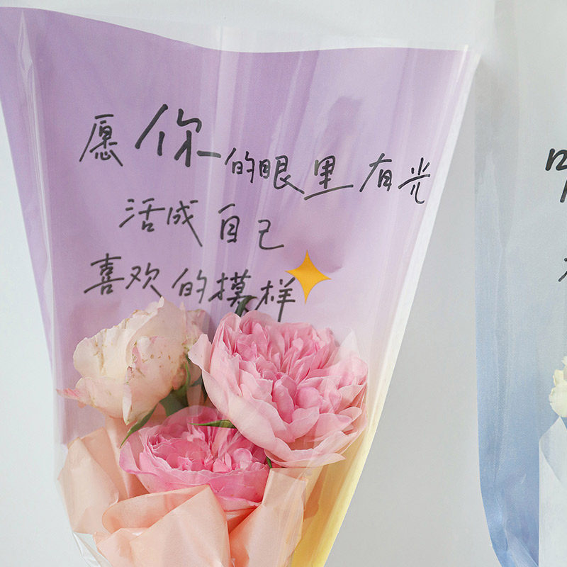 新款玫瑰单支袋花束包装纸多只鲜花包装袋防水花艺店手工diy材料