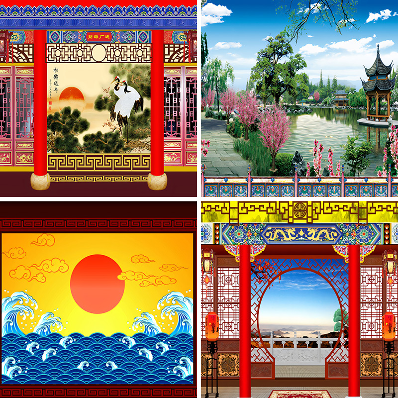 古风戏曲戏剧直播背景布舞台布景演出3d立体背景墙拍照道具场景布置高清宫殿皇宫金店2025年新款搭建高端大气 - 图0