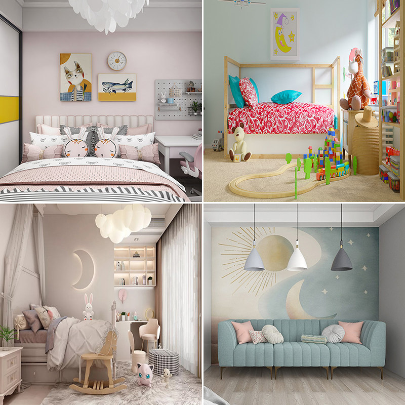 儿童现代简约书房卧室直播背景布3d立体背景墙可定制电视背景墙装修墙纸高级感网红抖音快手宝贝沙发可移动