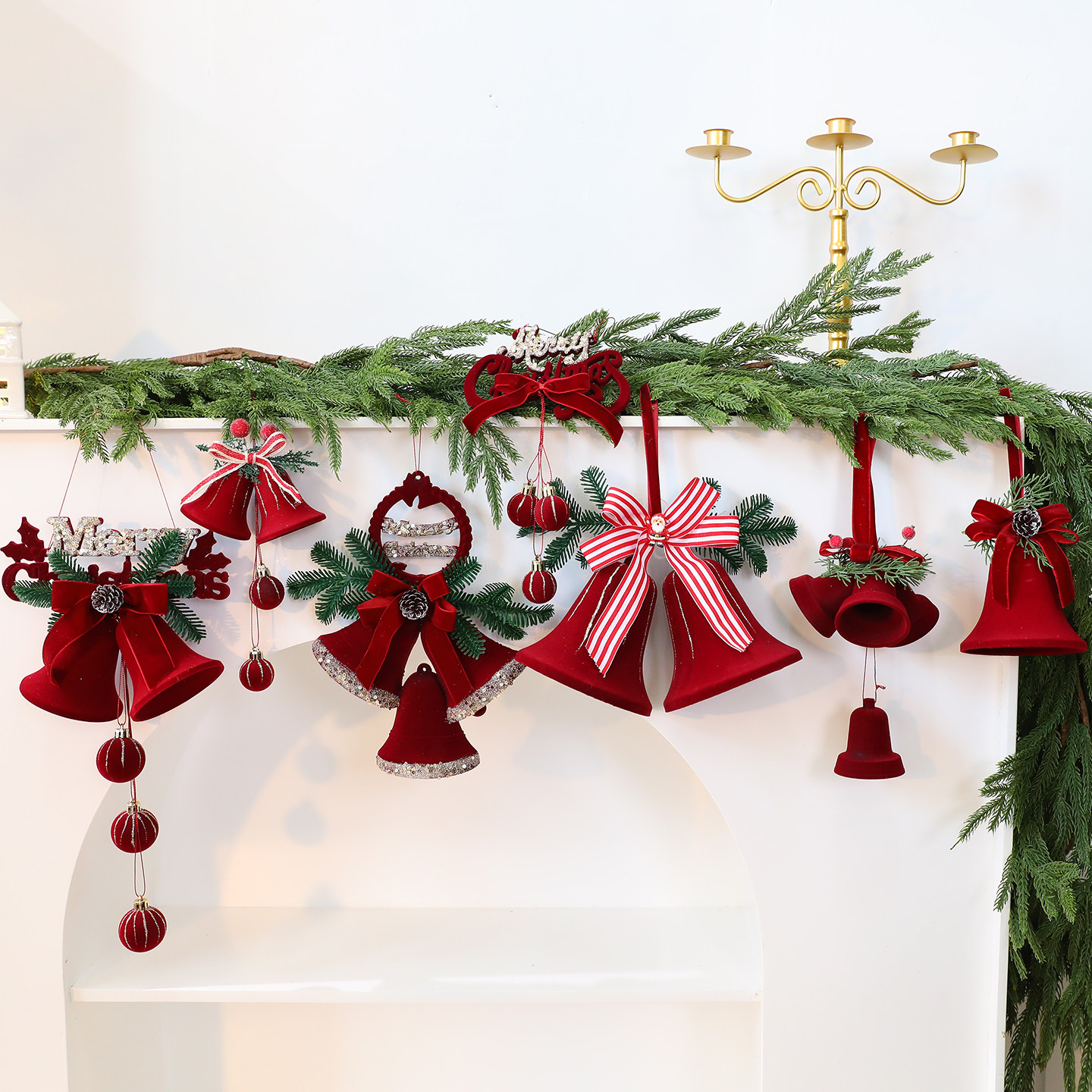 圣诞节装饰品红色植绒布铃铛挂件场景布置圣诞树氛围装扮道具摆件,淘宝优惠券,粉丝福利购,淘宝优惠卷