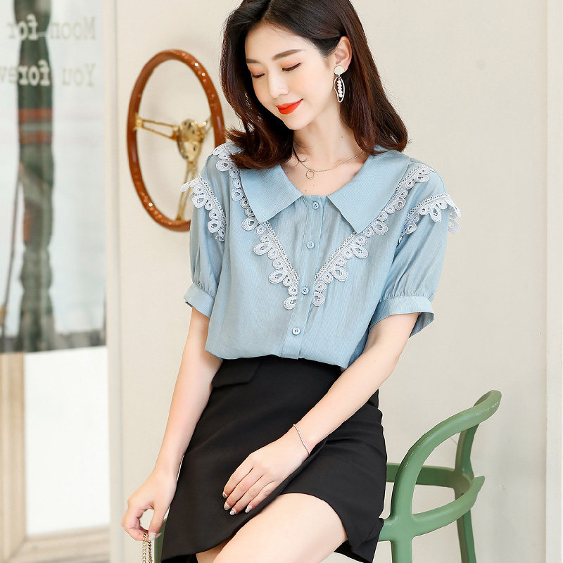 白色短袖2020夏季新款欧货洋气衬衫 felipevarela衬衫