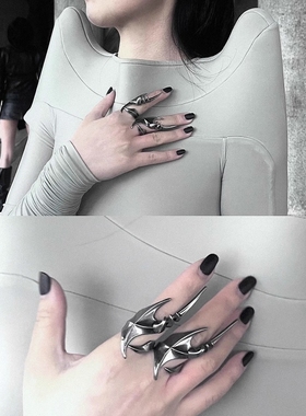 Without Me/IIIMIII黑画II系列暗黑高级感金属拼接异形戒指Karina