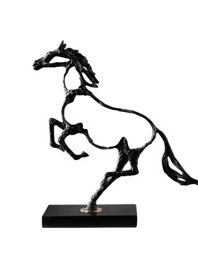 新中式抽象金属工艺品镂空马摆件办公室玄关酒柜客厅家居软装饰品