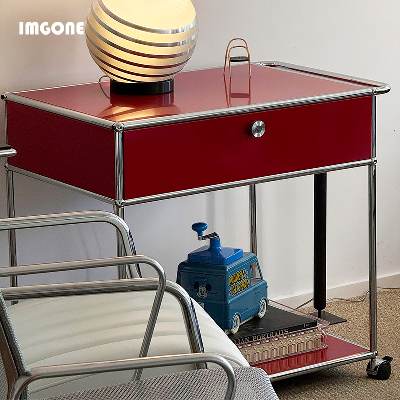 可移动边几ONEUSM推车不锈钢包豪斯中古边柜模块床头柜玻璃小茶几,淘宝优惠券,粉丝福利购,淘宝优惠卷