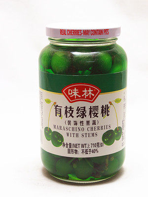 。有枝红绿车厘子710g樱桃罐头蛋糕 恰奇零车厘子
