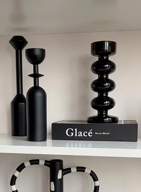 书柜黑色系艺术抽象软装饰品