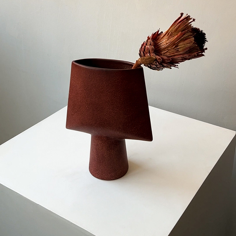 LIVETAI 诧寂风几何抽象花瓶家用客厅创意饰品莫兰迪色陶瓷干花器,淘宝优惠券,粉丝福利购,淘宝优惠卷