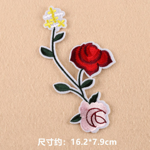 玫瑰花衣服装饰贴布贴花刺绣衣贴民族风格花朵大号花朵旗袍贴汉服 - 图0