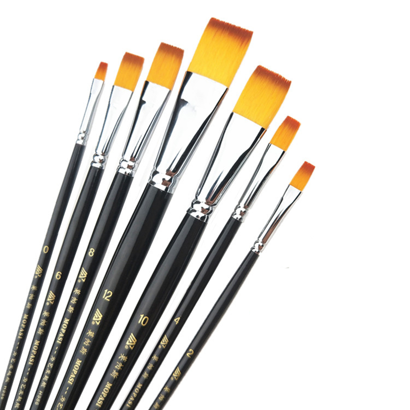 莫帕斯H986平头尼龙毛水粉笔单支水彩颜料丙烯油画笔套装彩绘排笔 - 图3