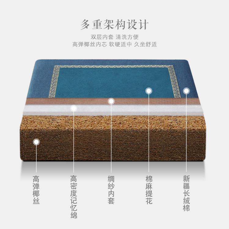 纯曼新款拜佛垫加厚禅修垫椰棕打坐垫家用蒲团静坐垫提花四季款