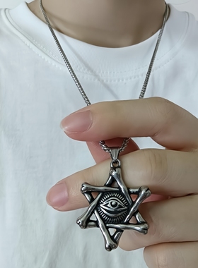 钛钢龙骨链男女恶魔之眼项链