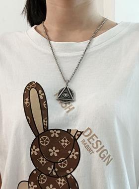 钛钢毛衣链男上帝之眼项链不掉色