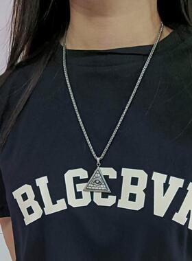 钛钢上帝之眼毛衣链欧美风项链