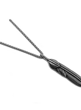 钛钢龙骨链男女精致羽毛项链