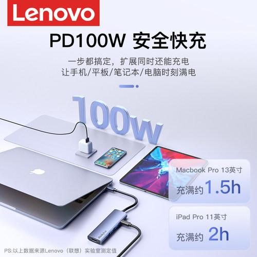 联想hdmi转typec拓展坞macbookPro/AirM4苹果电脑适用华为手机平板ipad笔记本usb扩展器转网口投屏雷电转换器 - 图3