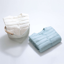 2021 new light and thin down clothes woman white duck suede autumn winter liner round collar V collar two wear sashimi jacket anti-season