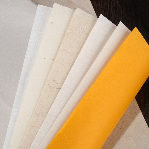 楮皮黄麻皮纸洒金信笺手札书法国画专用宣纸半生熟小楷行草篆隶书法仿唐写经纸纯手工宣纸对开复古长纤维四尺 - 图2