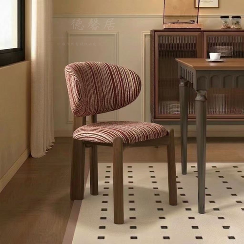 2026法式中古实木餐椅复古餐厅休闲椅靠背椅家用餐桌椅白蜡木椅子 - 图0