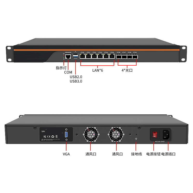 倍控软路由万兆光口C3758爱快ROS工控机pfsense 防火墙6网卡服务器八核linux乌班图centos C3338 C3558 C3958 - 图1