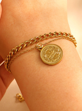 欧美跨境复古金币风浮雕圆牌吊坠