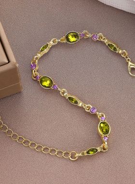 蓝甘菊的夏天中古绿色水钻手链女