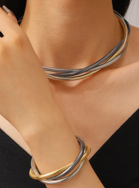 欧美亚马逊跨境个性多层弹性蛇骨