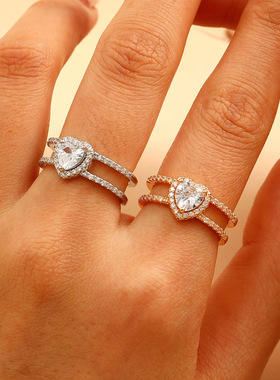 高级感轻奢精致爱心戒指女小众设