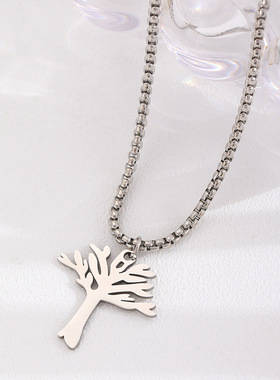 欧美个性镂空生命之树十字架不锈