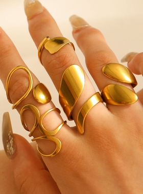 欧美ins风几何滴油开口戒指时尚