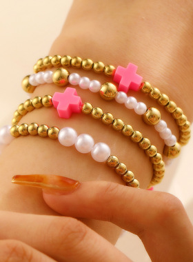 跨境波西米亚风十字加号串珠手链