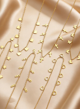 时尚颈链不锈钢爱心星星十字架蝴