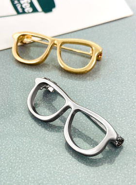 欧美ins风创意眼镜胸针女简约设计镂空眼镜框徽章防走光别针