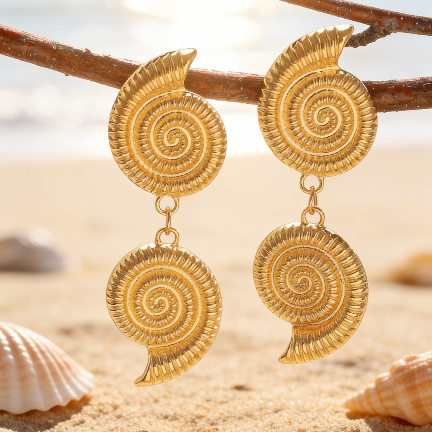 波西米亚风复古蜗牛珍珠吊坠耳钉巴洛克异形不规则珍珠海螺耳饰女,淘宝优惠券,粉丝福利购,淘宝优惠卷