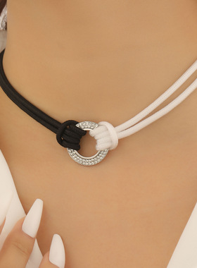 时尚轻奢风不规则圆圈吊坠项链欧