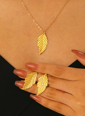 欧美跨境个性时尚潮流树叶开口手