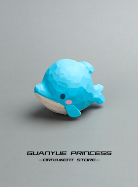 实木雕刻迷你小海豚木质摆件可爱卡通客厅桌面装饰海洋动物系礼品