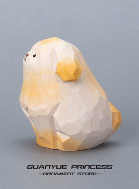 手工木雕小狗金毛摆件可爱治愈桌面装饰办公室车载送生日礼物女友