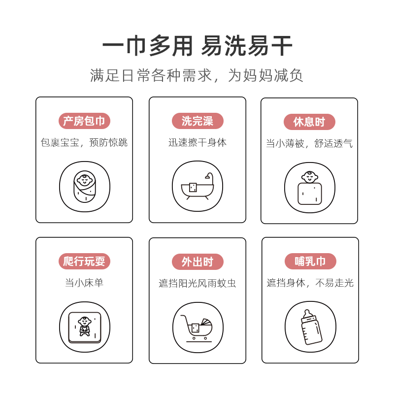 muslin包单初生产房包被新生夏包巾 莱茵森母婴婴童抱被/抱毯