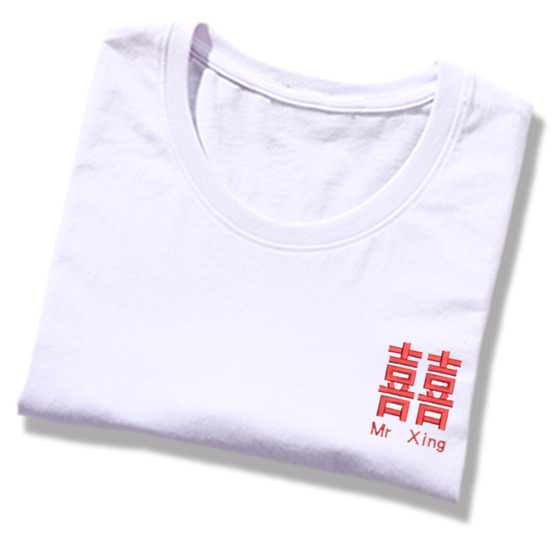 结婚照不一样的情侣装夏装短袖t恤 霸石T恤