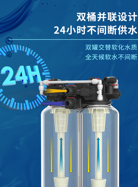 海德泰克牌厨下软水机1.5m³/h大流量24小时不间断软化侧旁通设计