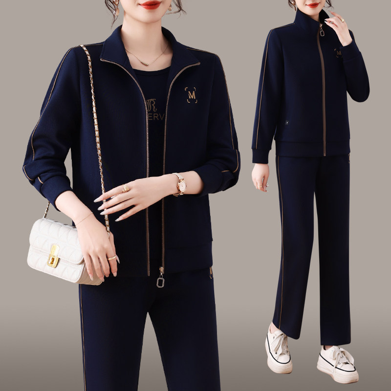 恩狐中年妈妈秋季显瘦减龄中老年女春秋新款时尚运动套装三件套装,淘宝优惠券,粉丝福利购,淘宝优惠卷