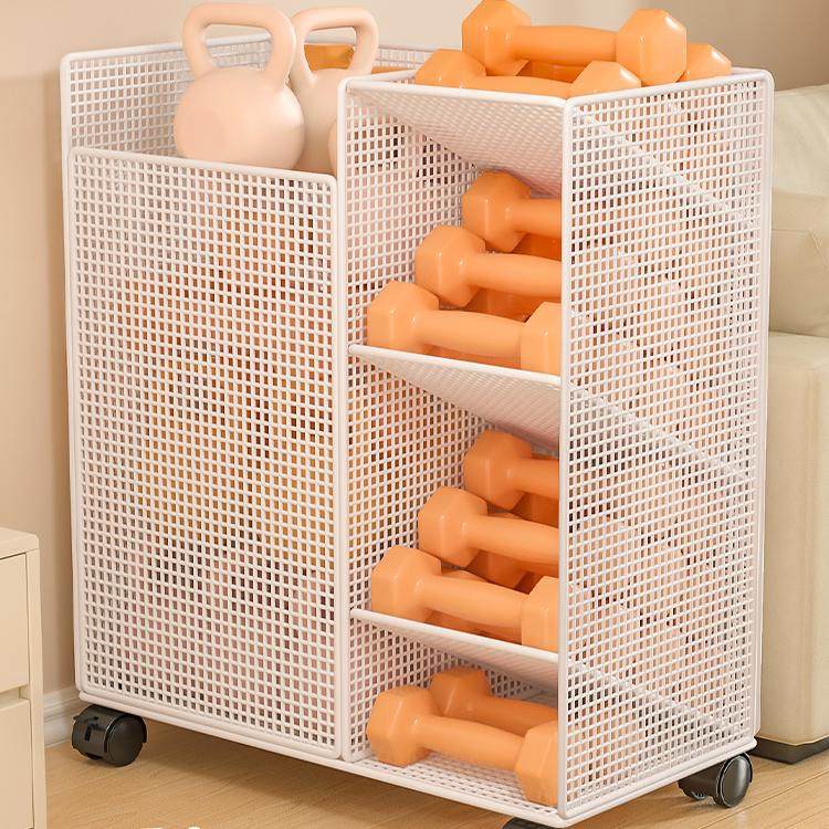 瑜伽垫收纳筐篮球收纳架带轮健身器材收纳家用羽毛球拍哑铃置物架,淘宝优惠券,粉丝福利购,淘宝优惠卷