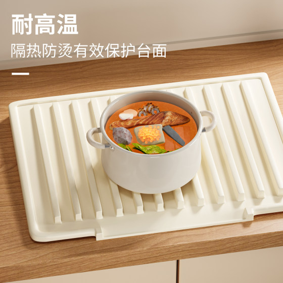 Kitchen sink silicone drain mat food-grade dishes and chopsticks slope water control rack pool countertop thickened drainage mat